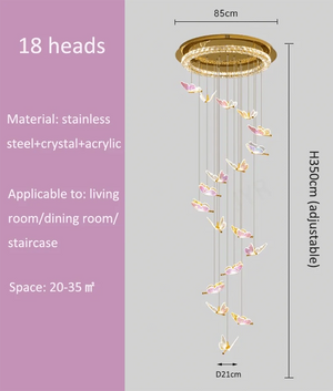 Jana Butterfly Staircase Chandelier Modern Chandelier