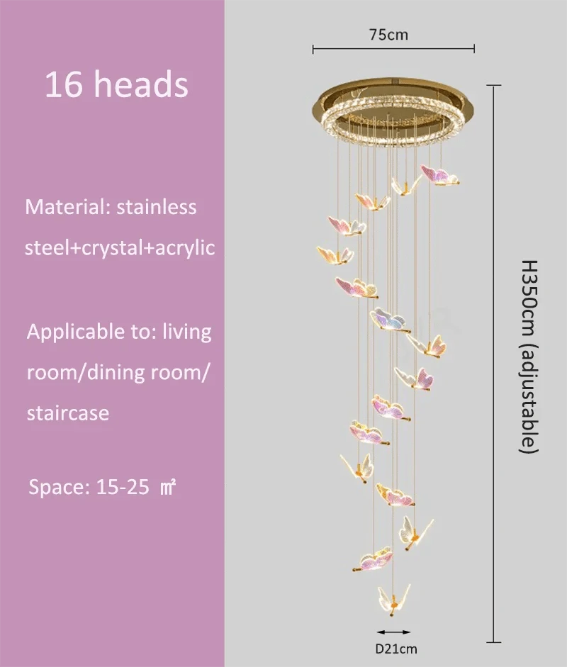 Jana Butterfly Staircase Chandelier Modern Chandelier