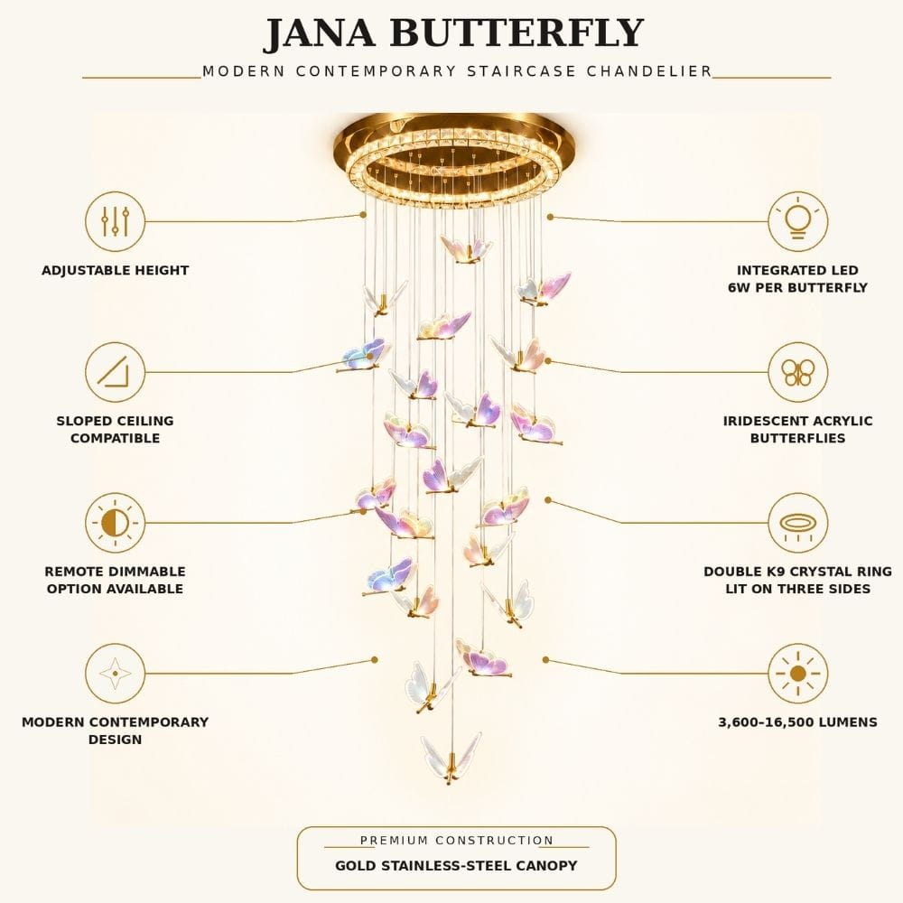 Jana Butterfly Staircase Chandelier Modern Chandelier
