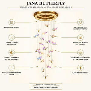 Jana Butterfly Staircase Chandelier Modern Chandelier