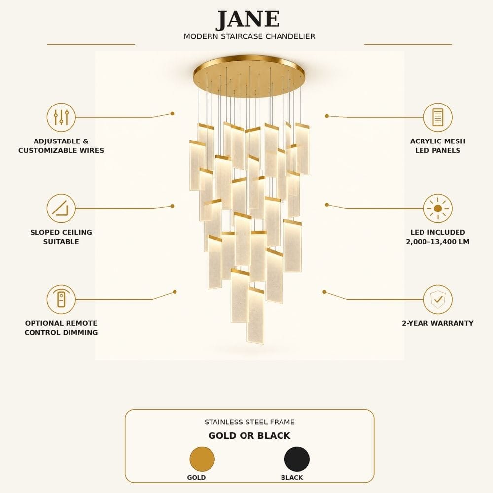 Jane Gold Staircase Chandelier Modern Chandelier