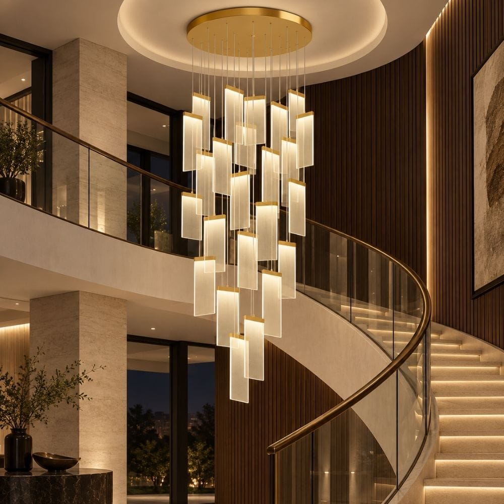 Jane Gold Staircase Chandelier Gold / 6 / Warm White 3000K Modern Chandelier