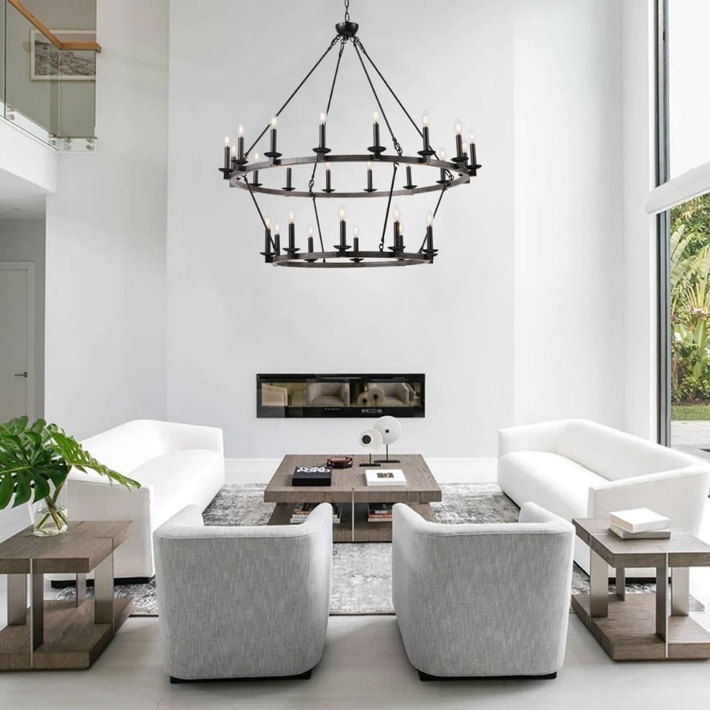 Jen 2 Tier Wagon Wheel Chandelier Modern Chandelier