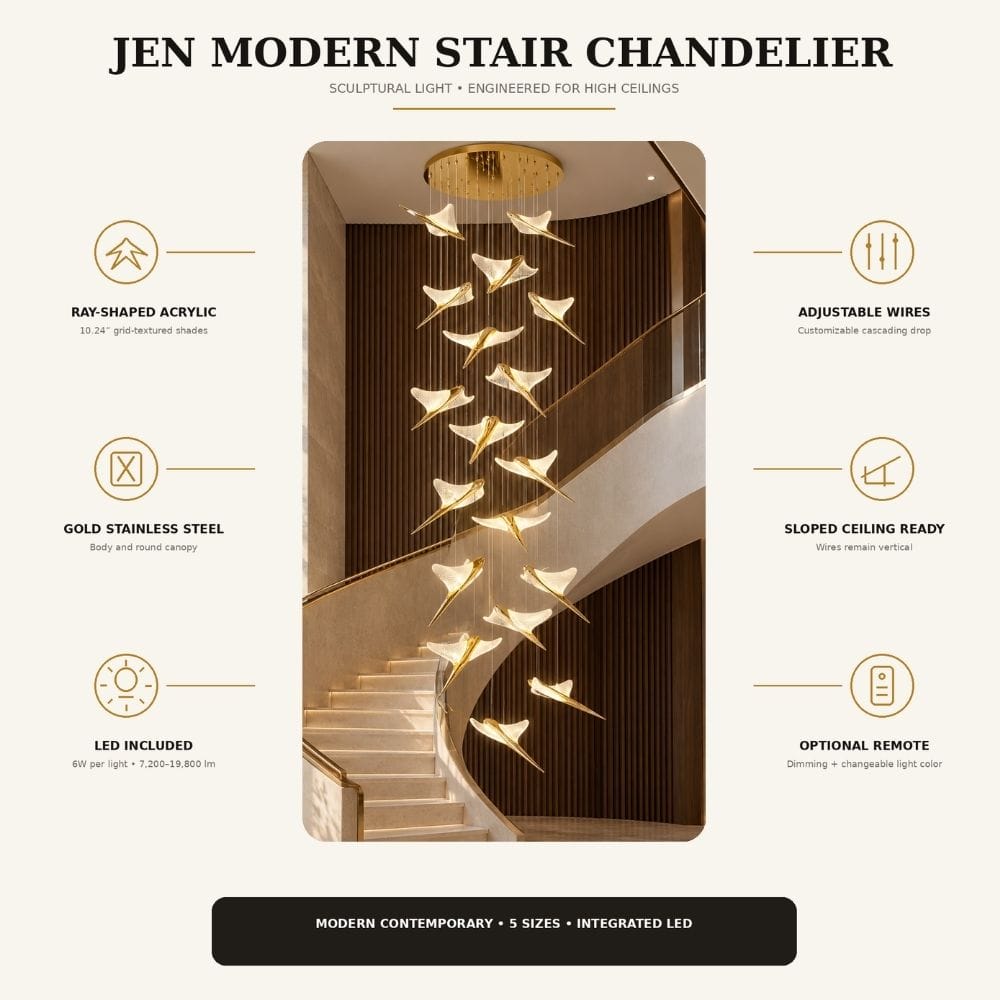 Jen Modern Stair Chandelier Modern Chandelier