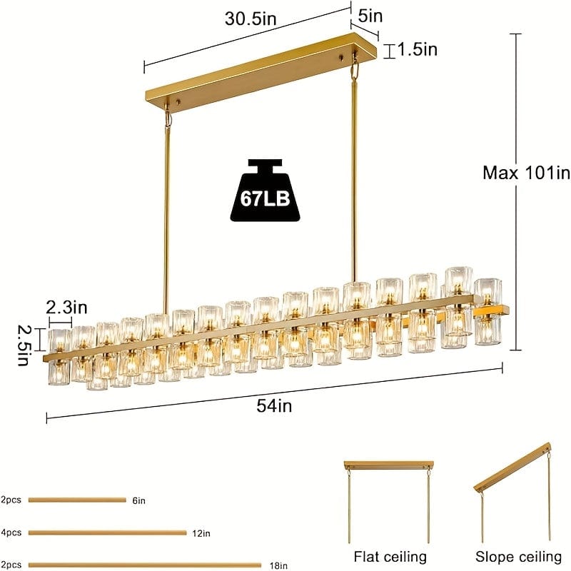 Jes Crystal Rectangular Chandelier Modern Chandelier