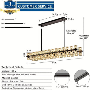 Jes Crystal Rectangular Chandelier Modern Chandelier