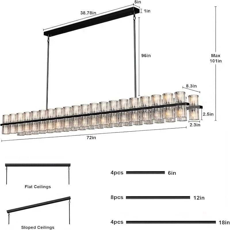 Jes Crystal Rectangular Chandelier Modern Chandelier