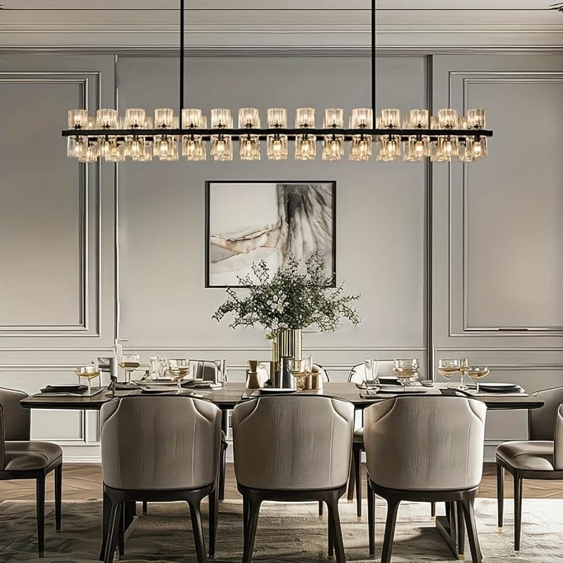 Jes Crystal Rectangular Chandelier Gold / Large Modern Chandelier