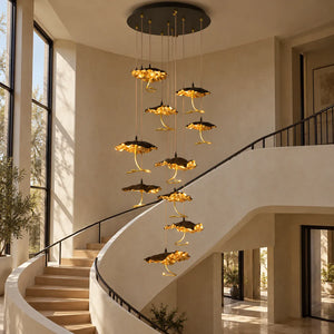 Kaelisse Handcrafted Floral Staircase Chandelier 10 / Warm Light 2700K Modern Chandelier