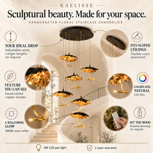 Kaelisse Handcrafted Floral Staircase Chandelier Modern Chandelier