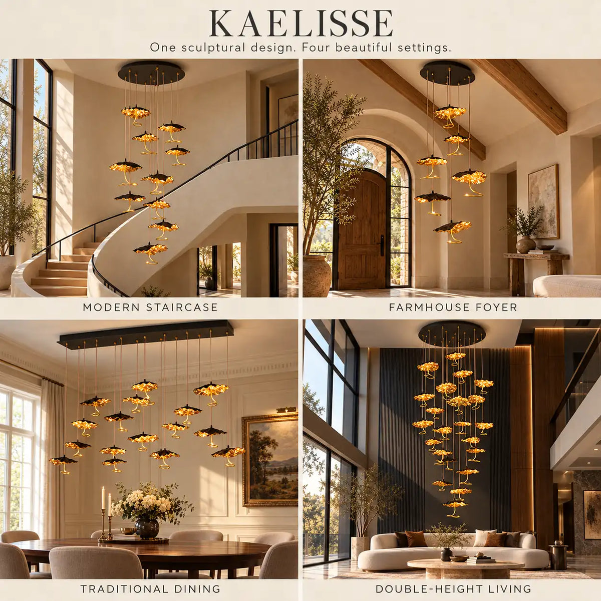 Kaelisse Handcrafted Floral Staircase Chandelier Modern Chandelier