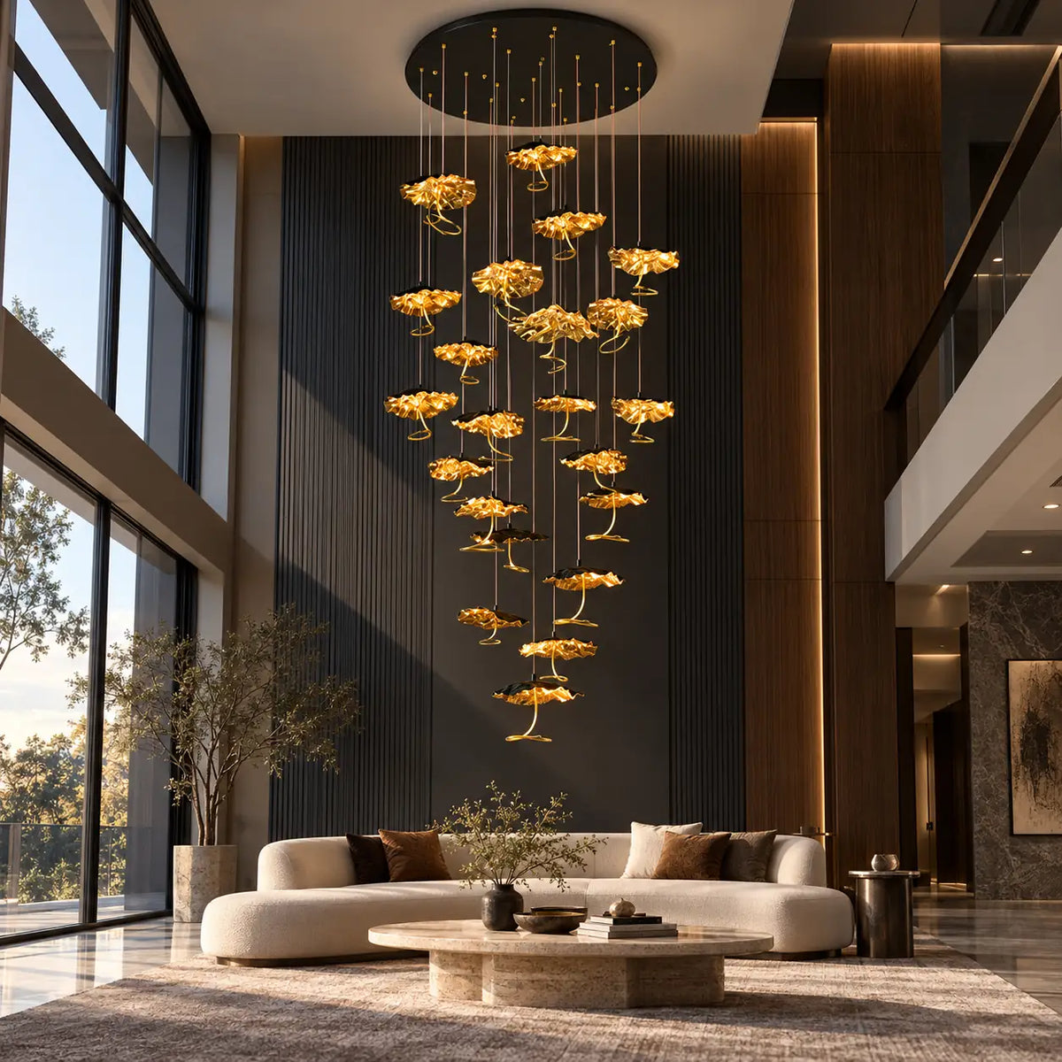 Kaelisse Handcrafted Floral Staircase Chandelier 22 / Warm Light 2700K Modern Chandelier