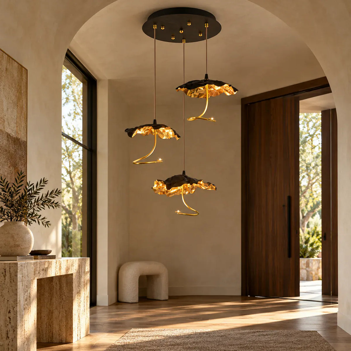 Kaelisse Handcrafted Floral Staircase Chandelier 3 / Warm Light 2700K Modern Chandelier