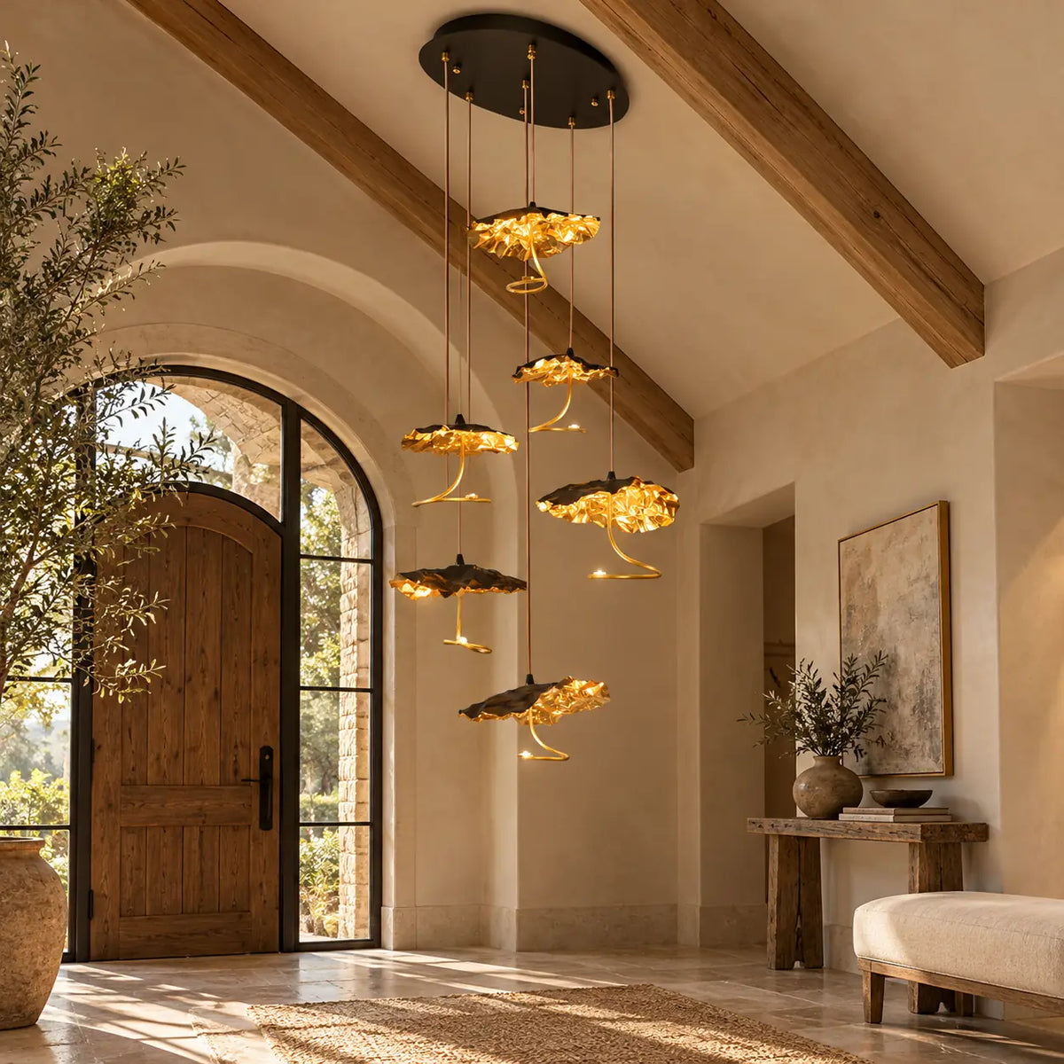 Kaelisse Handcrafted Floral Staircase Chandelier 6 / Warm Light 2700K Modern Chandelier
