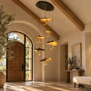 Kaelisse Handcrafted Floral Staircase Chandelier 6 / Warm Light 2700K Modern Chandelier