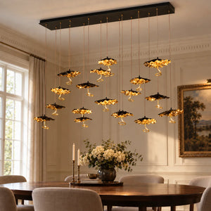 Kaelisse Handcrafted Floral Staircase Chandelier Rectangular 17 / Warm Light 2700K Modern Chandelier