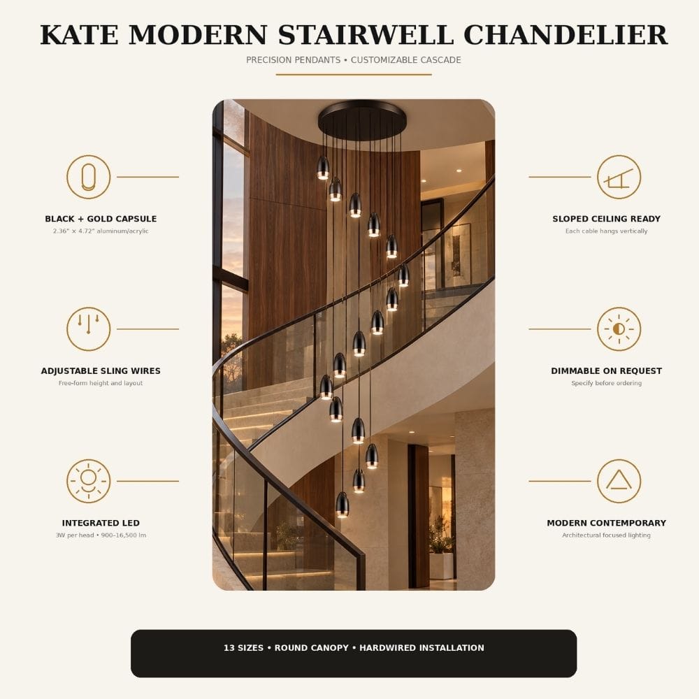 Kate Modern Stairwell Chandelier Modern Chandelier