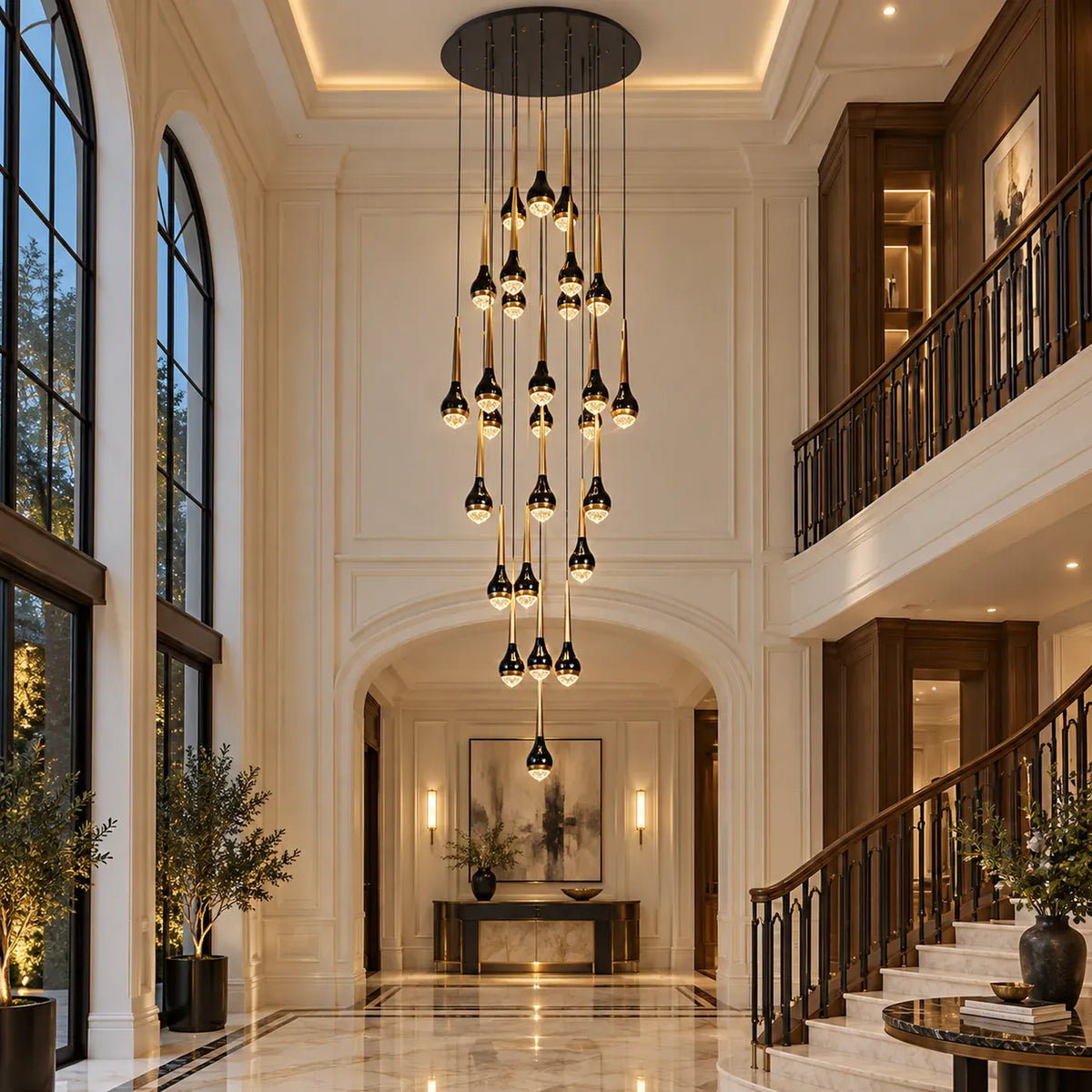 Kayl Geometric Staircase chandelier 15 / Warm White 3000K Modern Chandelier