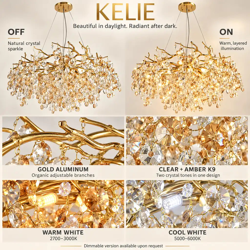 Kelie Art Deco Crystal Chandelier Modern Chandelier