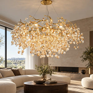 Kelie Art Deco Crystal Chandelier D23.6" (60 cm) / Warm Light 2700K Modern Chandelier