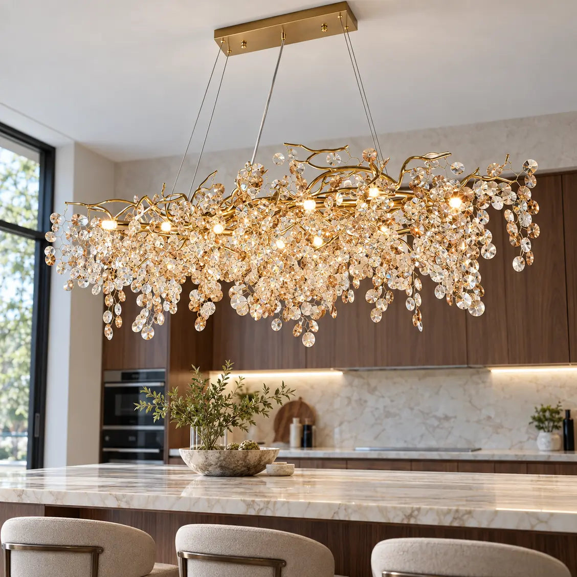 Kelie Art Deco Crystal Chandelier L39.4" (100 cm) / Warm Light 2700K Modern Chandelier