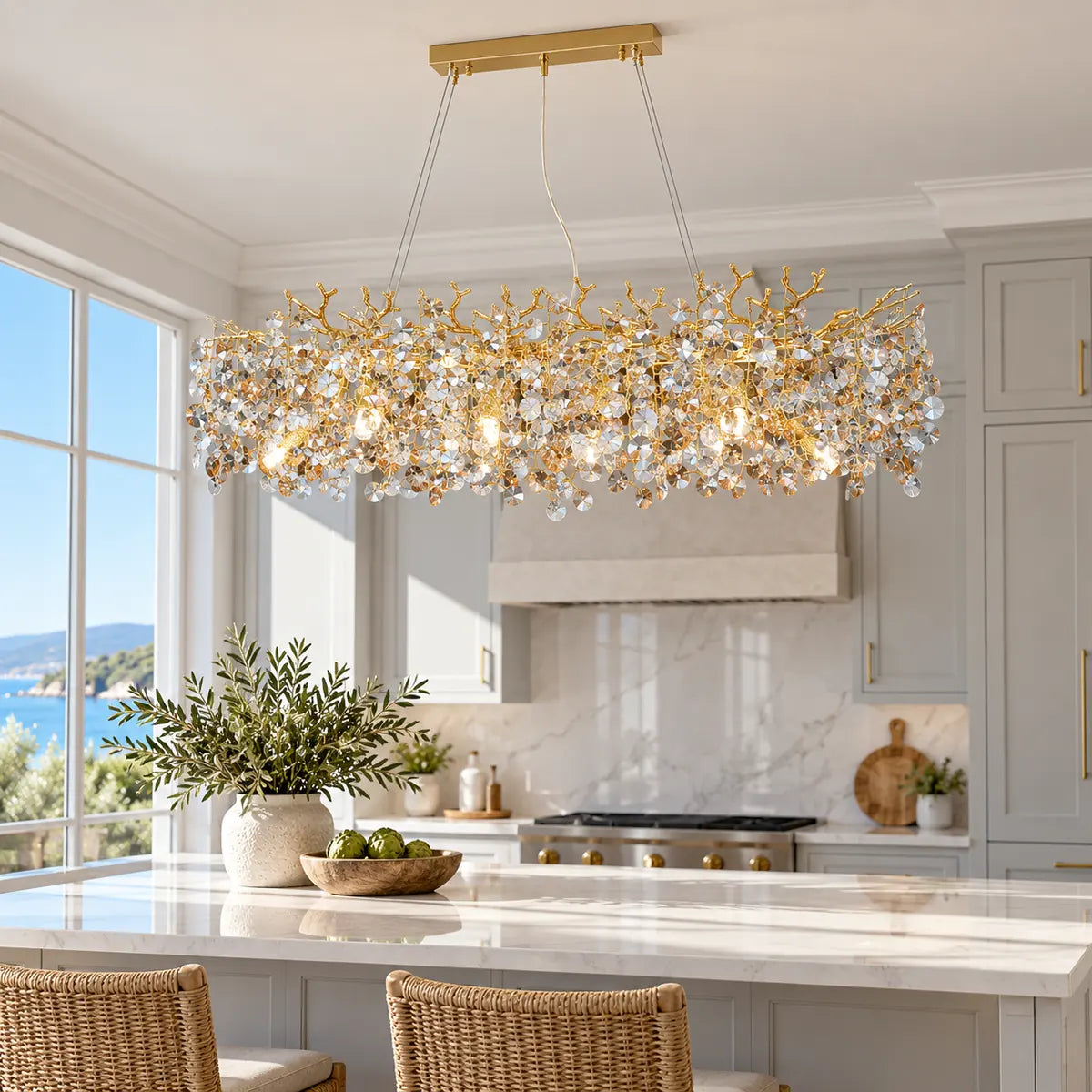 Ketaki Linear Crystal Chandelier Modern Chandelier