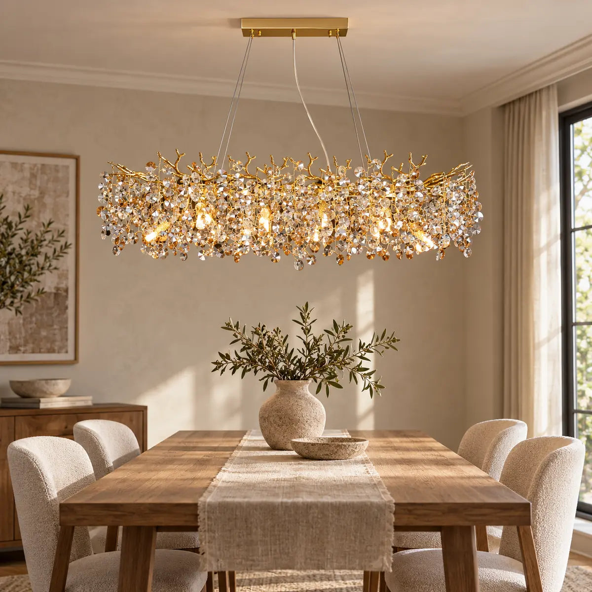Ketaki Linear Crystal Chandelier Modern Chandelier