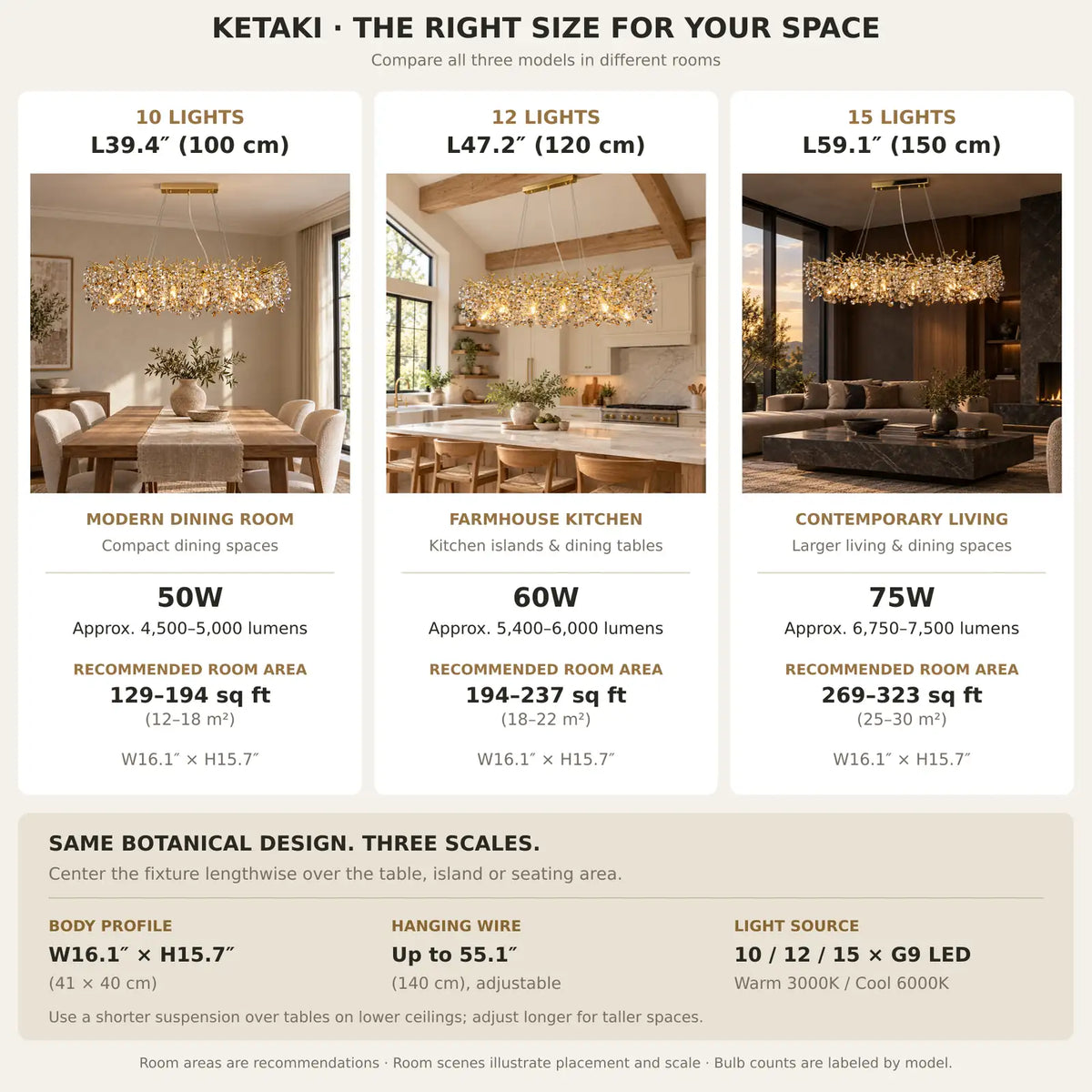 Ketaki Linear Crystal Chandelier Modern Chandelier