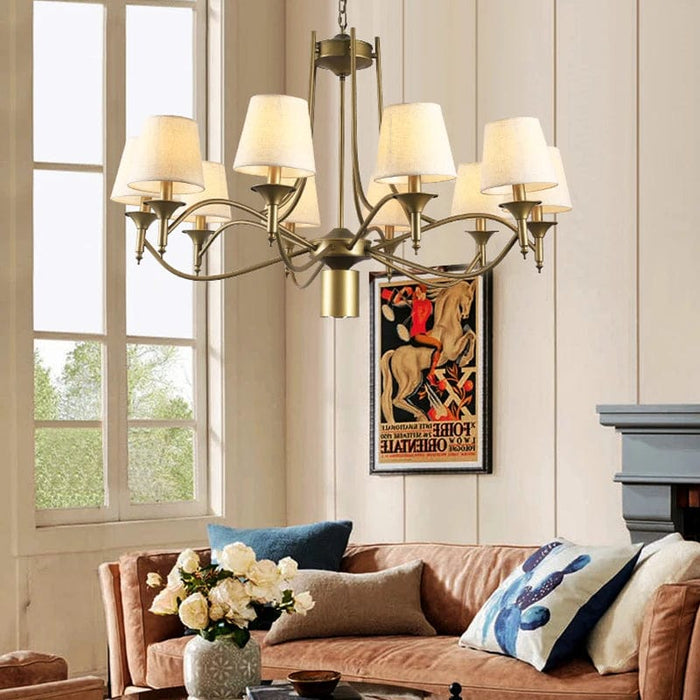 Lana Rustic Vintage Chandelier mid-century inspired beige finish for transitional living rooms