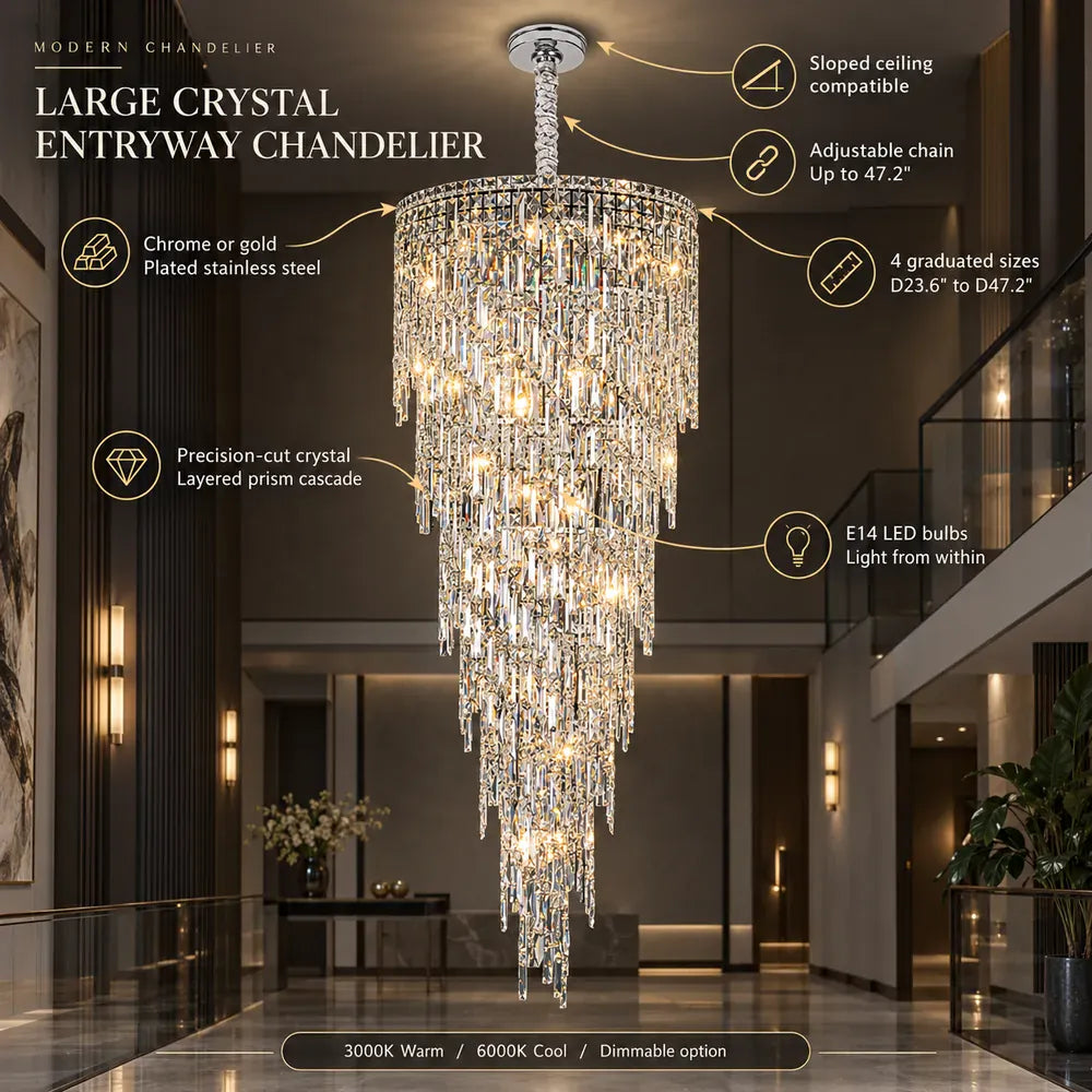 Large Crystal Entryway Chandelier Modern Chandelier