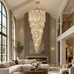 Large Crystal Entryway Chandelier Gold / H59.1'' (150cm) / Warm White 3000K Modern Chandelier
