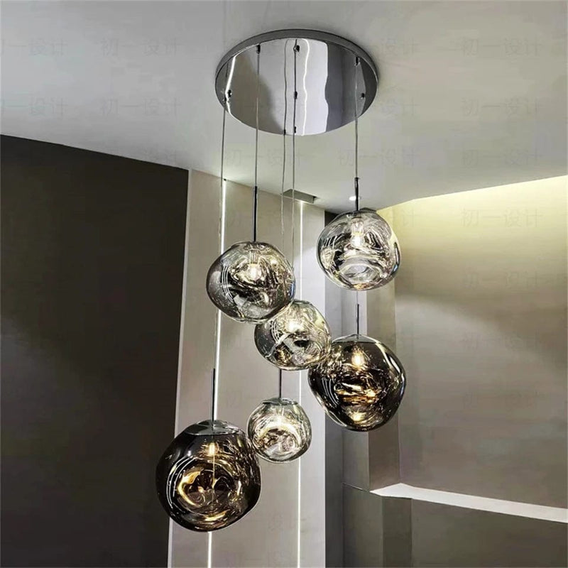 Lava Bubble Pendant Chandelier with organic bubble arrangement in silver