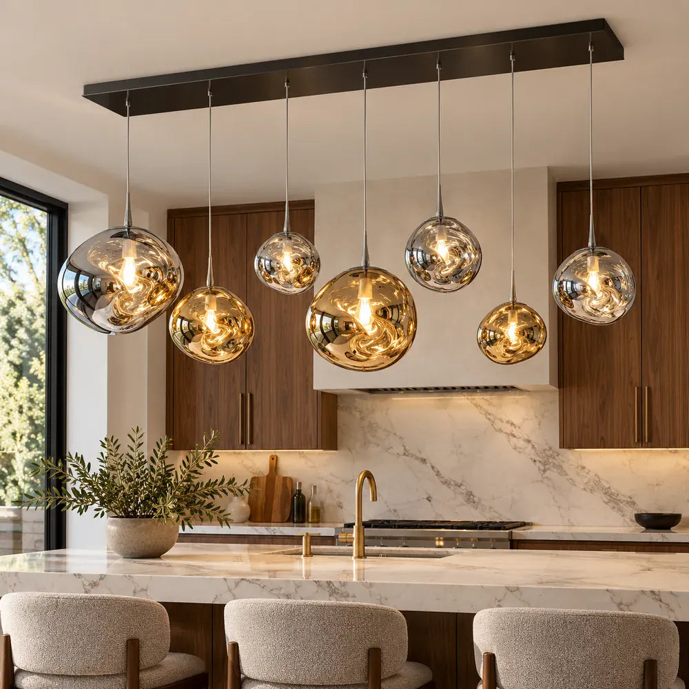 Lava Bubble Pendant Chandelier Rectangle 7 / Silver Modern Chandelier