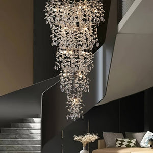 Laya Crystal Chandelier for High Ceiling Modern Chandelier