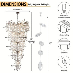 Laya Crystal Chandelier for High Ceiling Modern Chandelier