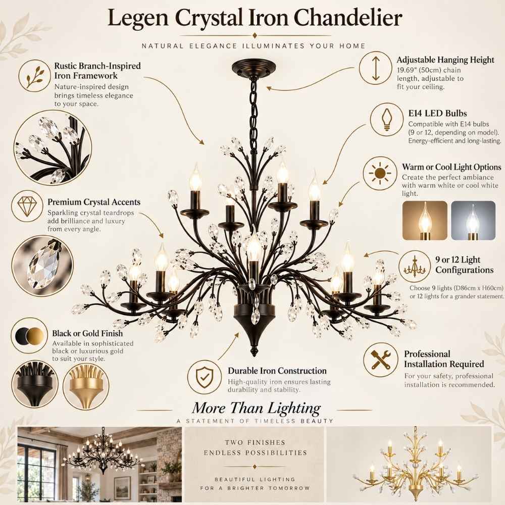 Legen Crystal Iron Chandelier Modern Chandelier