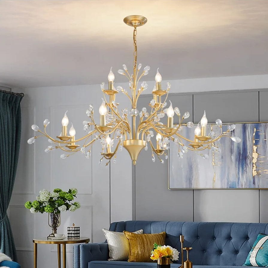 Legen Crystal Iron Chandelier Gold / 9 / Warm Light Modern Chandelier