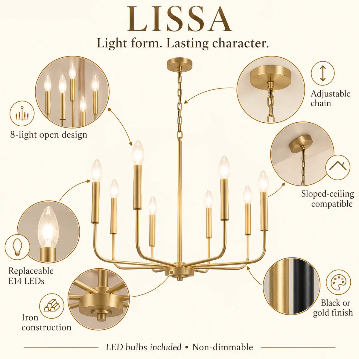 Lissa Rustic Iron Chandelier Modern Chandelier