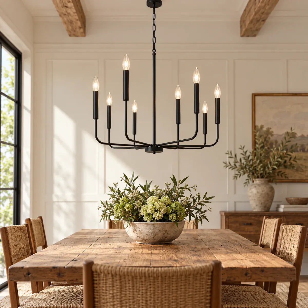 Lissa Rustic Iron Chandelier Black / Warm White 3000K Modern Chandelier