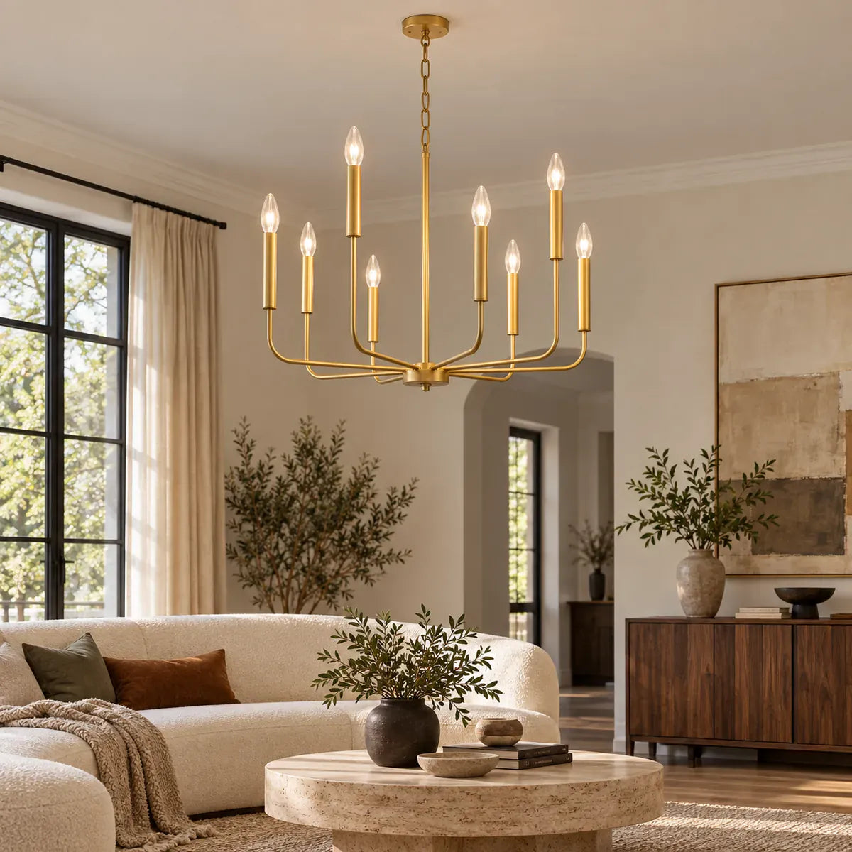 Lissa Rustic Iron Chandelier Gold / Warm White 3000K Modern Chandelier