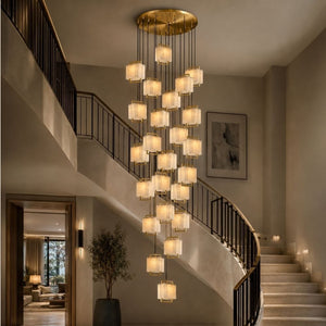Lucera Marble Stairwell Chandelier Gold / 1 / Warm Light 2700K Modern Chandelier
