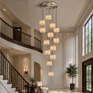 Lucera Marble Stairwell Chandelier Silver / 1 / Warm Light 2700K Modern Chandelier