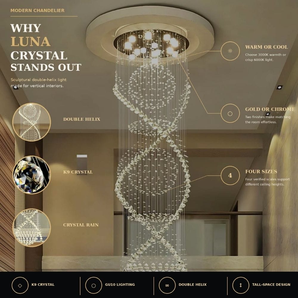 Luna Crystal Staircase Chandelier Modern Chandelier