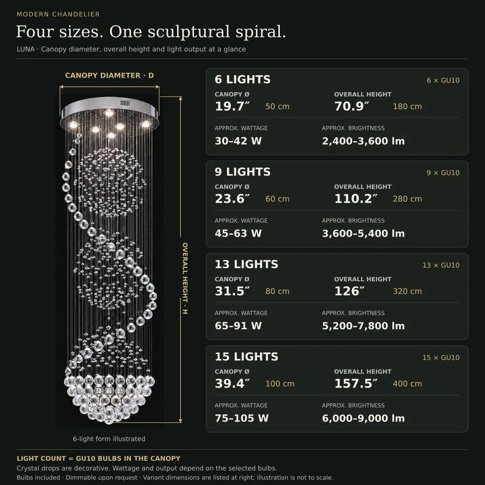 Luna Crystal Staircase Chandelier Modern Chandelier