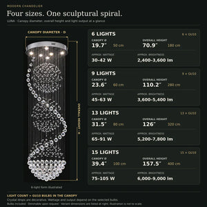 Luna Crystal Staircase Chandelier Modern Chandelier