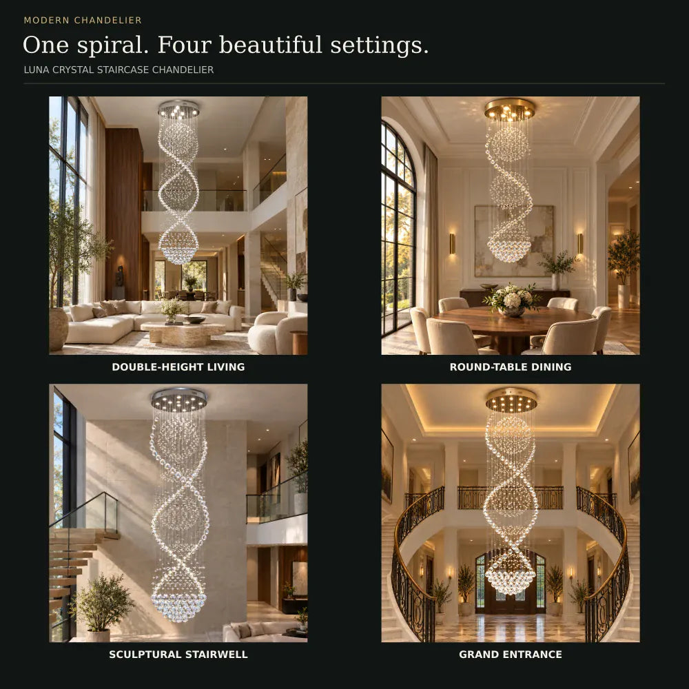Luna Crystal Staircase Chandelier Modern Chandelier