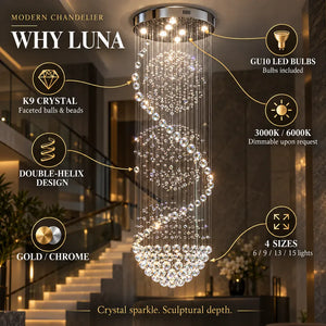 Luna Crystal Staircase Chandelier Modern Chandelier