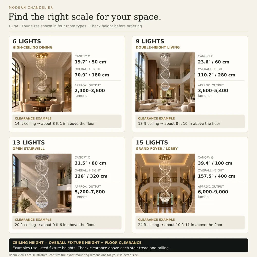 Luna Crystal Staircase Chandelier Modern Chandelier
