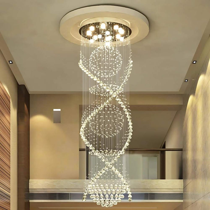 Luna Crystal Staircase Chandelier handmade crystal cascade for spiral staircases