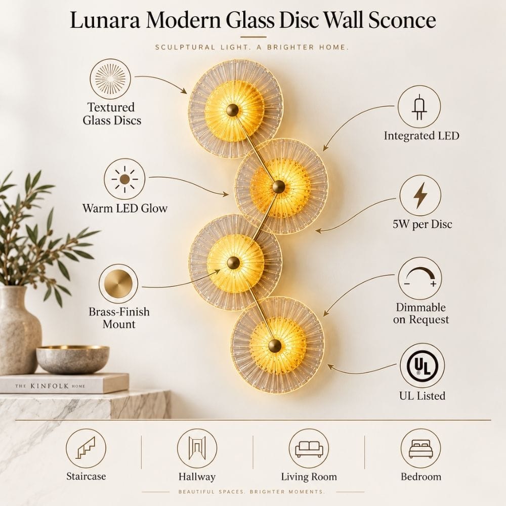 Lunara Modern Glass Disc Wall Sconce Modern Chandelier